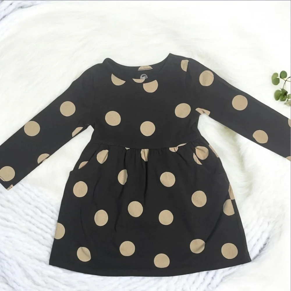 Wonder Nation Black and Cream Polka Dot Dress